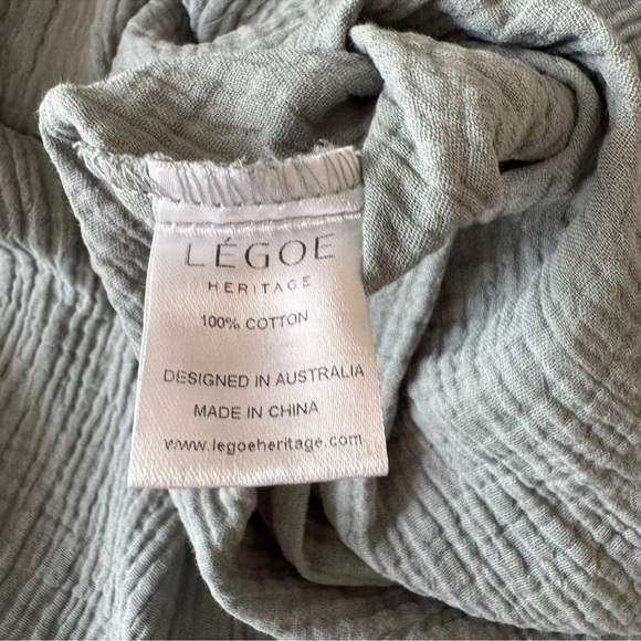 LÉGOE HERITAGE Mayfield Maternity Dress Sage Green Cotton Pockets  Slits SZ *0 - Picture 9 of 10